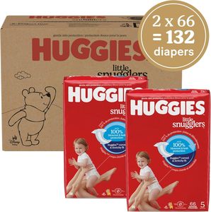 Couches Huggies taille 5, couches pour bébés Little Snugglers, taille 5 (27+ lbs), 132 couches (2 paquets de 66) - Product Image 1