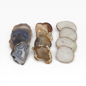 Square <b>Blue</b> Natural Stone Coasters with Gold Trim Finish for Modern Luxury <b>Table</b> and Bar Decor - Product Image 3