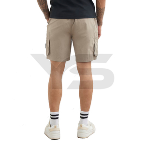 Short 100% coton pour hommes-Short respirant décontracté avec logo personnalisé-Short cargo solide à taille moyenne en non-tissé avec poches multiples à la mode - Product Image 3