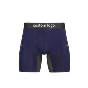 Calzoncillos bóxer grises de longitud media cómodos al por mayor para Hombre Ropa interior transpirable de mezcla de algodón suave OEM con logotipo personalizado - Product Image 1