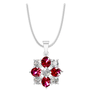 Collar con colgante de racimo de diamantes cultivados en laboratorio elegante de moda IGI certificado rubí sintético Premium 950 platino claridad fina de - Product Image 1