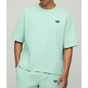 Conjunto de camiseta y pantalones cortos acanalados para hombre, OEM, verano, talla grande, dos piezas, ropa informal para estar en casa, ropa deportiva, venta al por mayor - Product Image 1