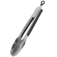 Voedselveilige roestvrijstalen saladetang met zilveren afwerking, keukengerei, metalen ijstang, voedselklem, keukengerei voor thuis.