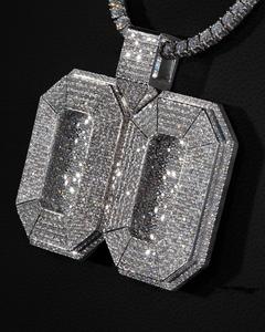 Custom Initial OO Letter Moissanite <b>Pendant</b> Round Cut Hip Hop Charm <b>for</b> <b>Men</b> and Women Jewelry 925 Sterling <b>Silver</b> - Product Image 2