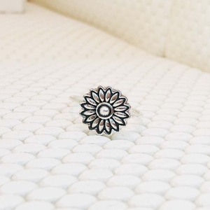 Boda 925 Bisel de plata esterlina Ajuste Anillos de flores minimalistas para mujeres y niños Joyería de moda hecha a mano - Product Image 2