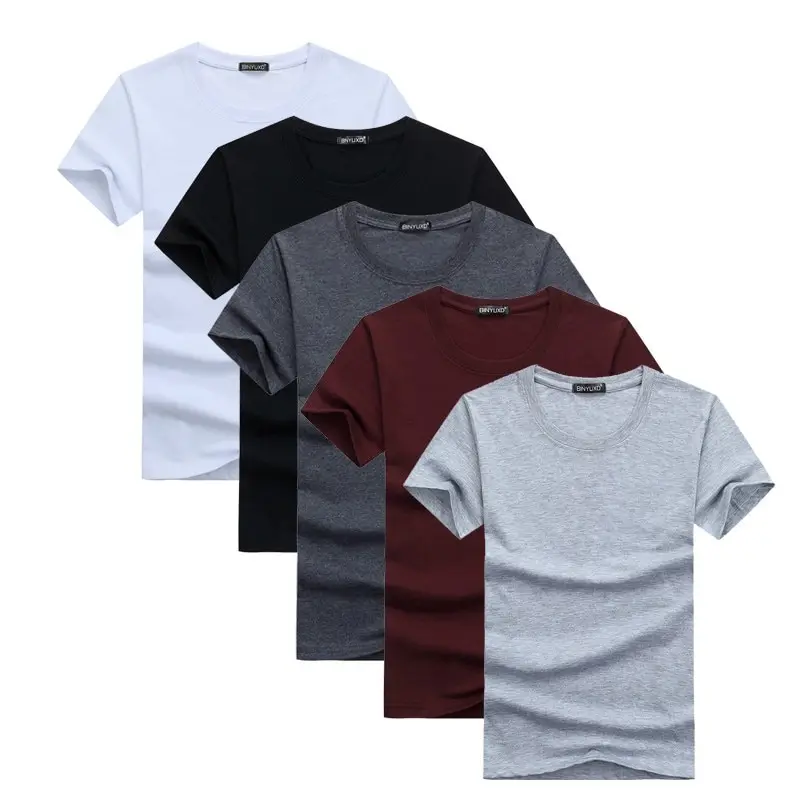 2020 High Quality Fashion Men's T-Shirts Casual Short Sleeve T-shirt Mens Solid Casual Cotton Tee Shirt Summer Clothing 6pcs/lot