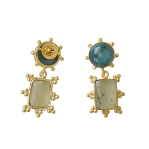 Boucles d'oreilles en laiton de qualité supérieure, plaquées or, design en pierre naturelle brute, finition en laiton satiné, style avant-gardiste, export en gros - Product Image 3