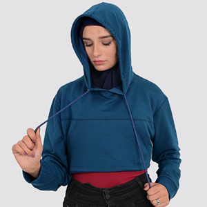 Sweat-shirt court de qualité supérieure, haut court pour femmes, sweat-shirt à cordon de serrage, haut court de fitness, ensemble de sweat-shirts courts pour femmes, vente en gros - Product Image 3