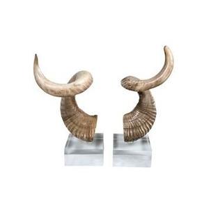 Véritable corne naturelle et pierre d'agate, pièce d'art animalier écologique pour la décoration de bureau - Product Image 2