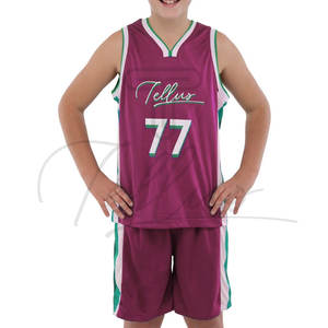 New Design <b>Basketball</b> Uniforms Hot Selling <b>Basketball</b> Wear <b>Kids</b> Quick Dry Sublimated <b>Basketball</b> Uniform Set - Product Image 3