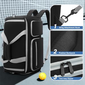 High Quality Pickleball <b>Bag</b> Holds 4 Paddles & Accessories 30-40L Capacity Large Pickleball Backpack <b>Shoe</b> <b>Compartment</b> Fence Hooks - Product Image 3