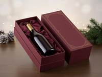 Boîte cadeau rigide de luxe personnalisée en velours rouge avec doublure en satin, gaufrage à chaud doré pour emballage de Noël et de fêtes d'entreprise, vente en gros