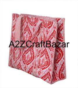 Sac fourre-tout en coton fait main matelassé indien du Rajasthan pour femmes, grand sac à bandoulière à rayures ethniques imprimé en bloc, sac de plage à longue poignée - Product Image 4