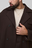 Manteau d'hiver pour homme, style vintage, 100% fibre de bambou, respirant, rembourré en polyester, en laine, double boutonnage, coupe ajustée