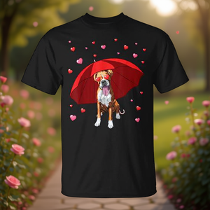 Camiseta de San Valentín con diseño de perro Boxer y corazones bajo la lluvia - Product Image 3