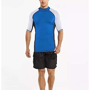 Vêtements d'entraînement pour hommes, maillots de Compression, entraînement athlétique, bon marché, 100% coton Polyester, manches courtes, protection contre les éruptions cutanées - Product Image 4