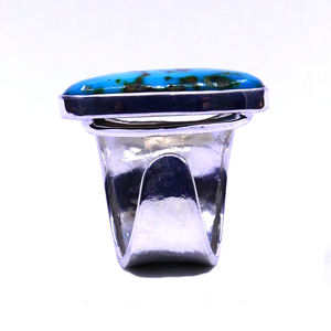 แหวนพลอยเทอร์ควอยซ์สีเงินสเตอร์ลิง925ทันสมัยสำหรับผู้หญิงแหวนที่มีเอกลักษณ์แบบคลาสสิก - Product Image 2