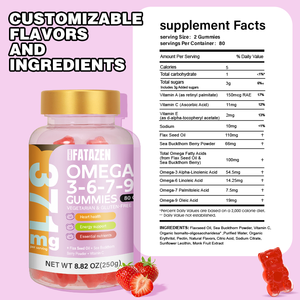 Guocui công nghệ sinh học Vegan hạt lanh dầu <span class=keywords><strong>omega</strong></span> tim não sức khỏe bổ sung hỗ trợ hệ thống miễn dịch <span class=keywords><strong>Omega</strong></span> 3/6/7/9 Gummies cho người lớn - Product Image 3