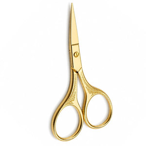 Tijeras para Cejas de Acero Inoxidable Dorado, Hoja Recta Afilada, Mango de Cerámica, Herramienta de Belleza y Cuidado Personal, para Diestros - Product Image 1