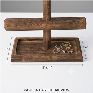 Eco-friendly Wooden Jewelry Display Stand 18x12 Inch Rustic Modern Multi Functional Organizer for <b>Bedroom</b> Home <b>Decor</b> - Product Image 3