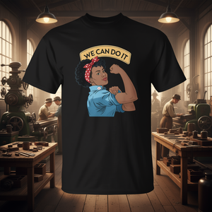 เสื้อยืดเฟมินิสต์ลายโรซี่ เดอะ ริเวตเตอร์ 'เราทำได้' สีดำ โรซี่ โรซี่ สำหรับโปรโมชั่น - Product Image 3