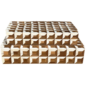 Ensemble de 2 boîtes à bijoux en bois de différentes tailles, collier et boîte à bagues, boîte à bijoux en bois au design vintage fait à la main - Product Image 5