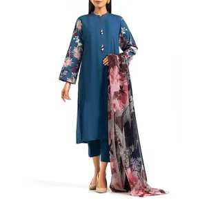 नई महिलाओं 3 टुकड़ा लॉन पोशाक अच्छा रंग गर्म बेच पाकिस्तान पर स्टाइलिश ग्रीष्मकालीन देवियों लॉन सूट थोक 2022