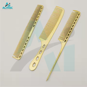 Peigne à cheveux professionnel pour salon de coiffure, en acier inoxydable plaqué or, antirouille, avec fonction de massage, en plastique - Product Image 3