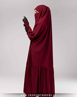 Abaya une pièce respirante grande taille pour femmes musulmanes, robe islamique longue avec hijab, tenue de soirée modeste, automne/printemps, polyester