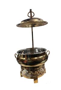 Plat à réchaud élégant en métal doré pour la restauration, les mariages, les hôtels, équipement de maintien au chaud, DESIGN ÉLÉGANT, Art déco, table - Product Image 4