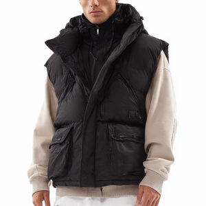 Gilet matelassé à col montant pour homme, mode d'hiver, veste matelassée pour homme, streetwear, gilet sans manches matelassé pour homme - Product Image 3