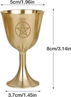 Plaqué or Triphasé Lune Pentagramme Laiton Calice Gobelet Décor Médiéval Gothique Église Communion Coupe Astrologie Église Gothique