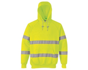 เสื้อสเวตเตอร์มีฮู้ดสะท้อนแสงสองโทนสีเหลืองเรืองแสงสำหรับผู้ชาย - Product Image 4