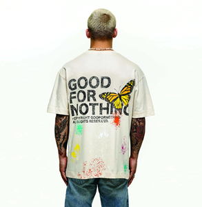 Alta calidad 200 gsm transpirable 100% algodón gran caída hombro comodidad hombres ropa camisetas sueltas recién llegados - Product Image 2