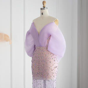 Sharon Said SS327 Luxus Dubai Flieder Abendkleider für Frauen Hochzeits feier Off Shoulder Arabisch Formal <span class=keywords><strong>Prom</strong></span> Gown - Product Image 4