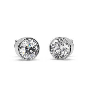 Boucles d'oreilles en or blanc 14 carats avec diamants sertis en bélière 0,50 ct H SI1-SI2 - Product Image 3