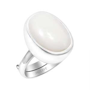 Certified White Opal Astrological Gemstone <b>Silver</b> <b>Ring</b> ARIHANT GEMS' Natural White Opal <b>Ring</b> <b>Adjustable</b> and Fashionable Cut - Product Image 1