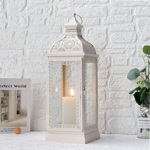 Rustic Style Metal <b>Candle</b> <b>Lantern</b> Decorative Hanging Holder with Tempered Glass for Christmas Living Room or <b>Garden</b> Decor - Product Image 1