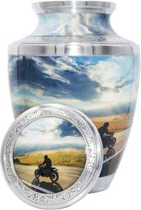 Urna de cremación para amantes de la motocicleta con bolsas de terciopelo y grabado personalizado, urna funeraria para motociclistas (Grande) - Product Image 6