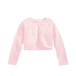 Cardigan in cotone rosa per bambina Bonnie Jean, taglia 6, con bordo floreale - Product Image 1