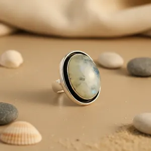 925 <b>Silver</b> Geometric Pattern Moonstone <b>Ring</b> for Women Invisible Setting <b>Garnet</b> Statement Fine Jewelry Elegant Plain Men's <b>Ring</b> - Product Image 1