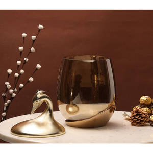 Gold Swan <b>Lid</b> Smoked Glass Storage <b>Jar</b> New Design Storage Container for Jewelry and Food Living Room Dining Table Display <b>Jars</b> - Product Image 2