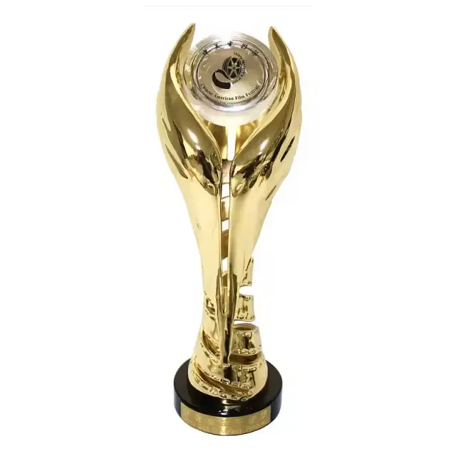 Hit Top Customized Metal Beveled Solid Metal Base Trophy Metal Souvenir Trophy Oscar Film Festival Awards Standard Crown Trophy