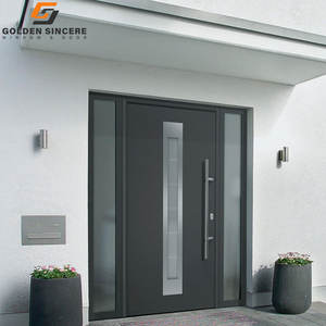 Villa de luxe moderne de style européen cadre en alliage d'aluminium à battant porte extérieure ouverte en métal fenêtre en acier entrée avant porte principale - Product Image 2