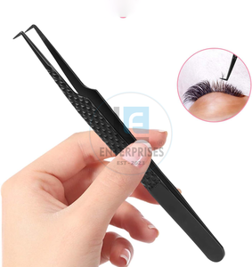 Pince à épiler professionnelle OEM 90 Nano Grip en acier inoxydable à pointe lisse de haute qualité 12 cm pour cils, précision, isolation volume en fibre noire - Product Image 6