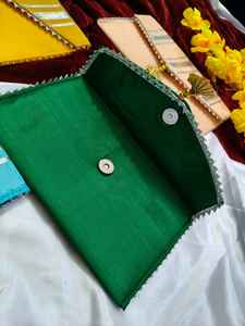 Colorful Handcrafted <b>Silver</b> Gota <b>Clutch</b> Purse with Golden Tassel Indian <b>Wedding</b>,Sangeet,Onam , Festival , Party , Nikah Favor - Product Image 2