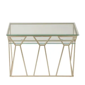 Mesa Consola Moderna de Estilo Europeo con Recubrimiento Plateado y Tapa de Cristal Plateado, Personalizable para Decoración de Hogar u Hotel - Product Image 4