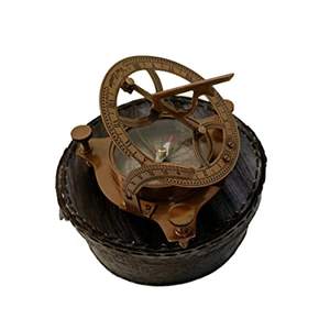 Nautique Cooper 3 ''en laiton pointant le cadran solaire boussole en boîte en cuir noir cadeau fait à la main qibla direction Antique avec look marron - Product Image 3