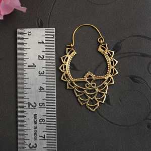 Hot Selling Lotus Mandala Hoop Brass <b>Earrings</b> Gold Plated Filigree Boho Dangle <b>Earrings</b> Indian Ethnic Jewelry For Women - Product Image 5