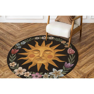 Alfombra Estampada - Diseño Moderno Boho con Flores, Fácil de Limpiar, Alfombra de Chenilla - Product Image 1